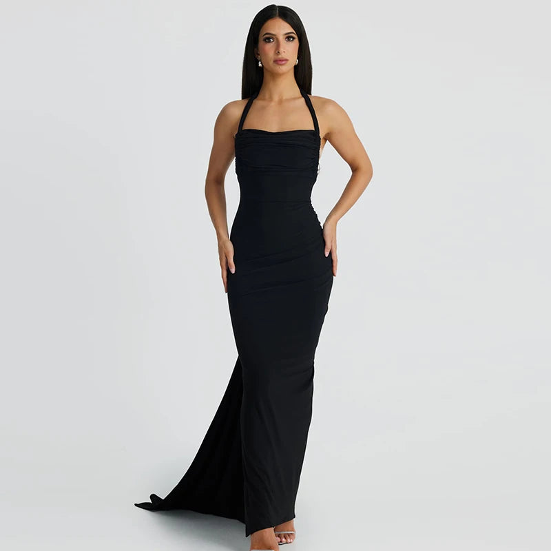 Oceanic Opulence Maxi Dress - Black / Gray / Khaki