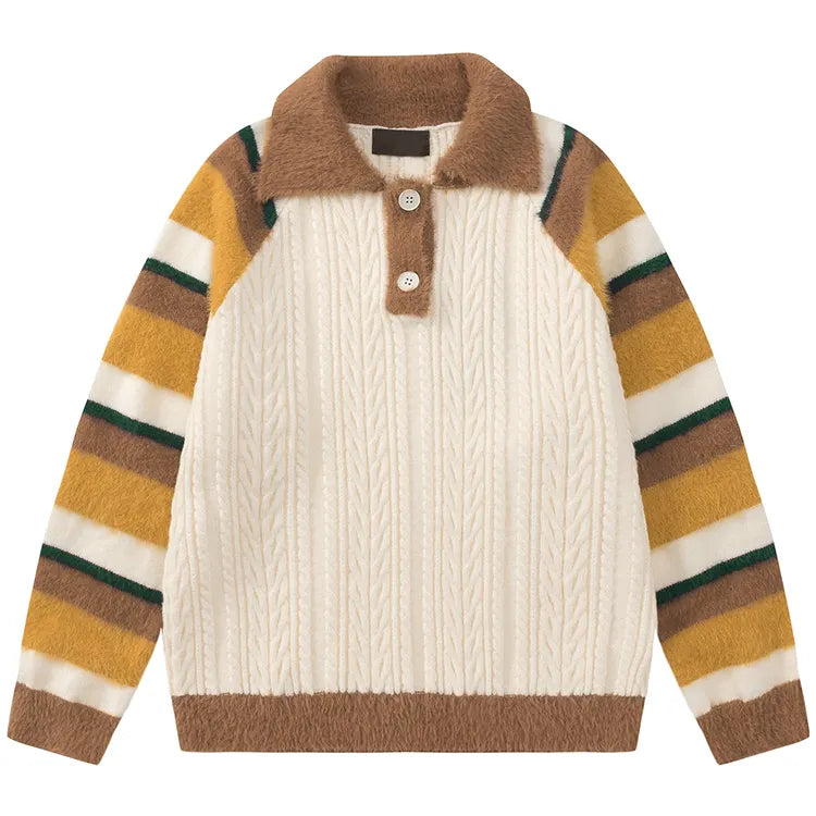 Mohair Long Sleeve Sweater - Knitted Polo