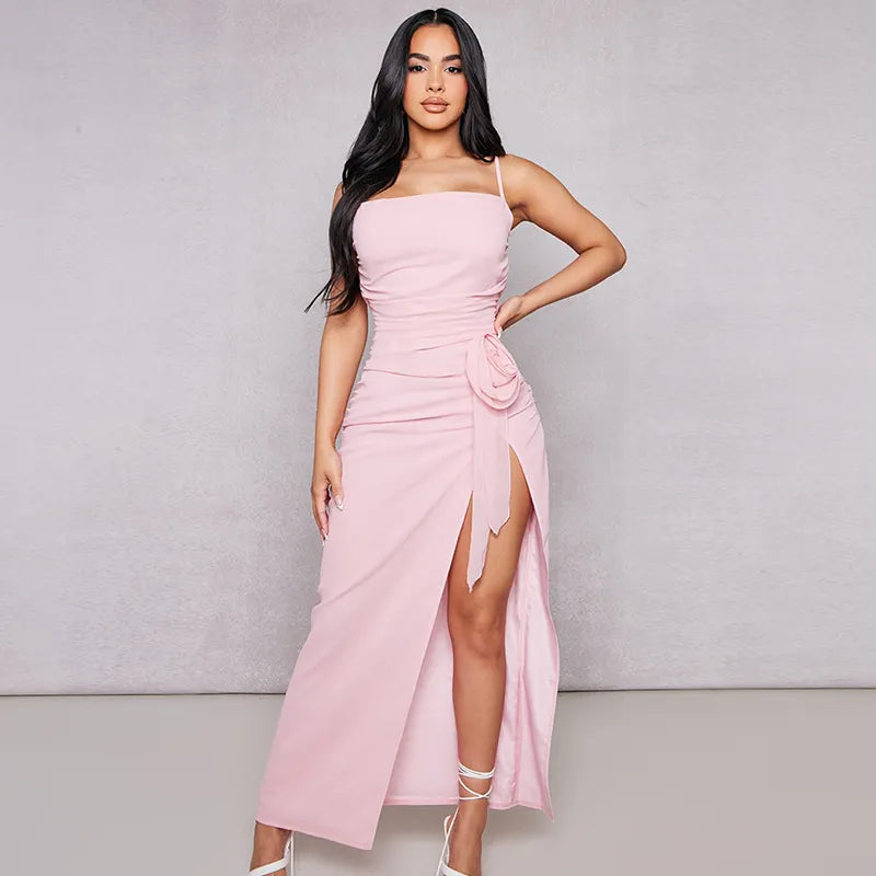 Ember Maxi Dress - White / Pink