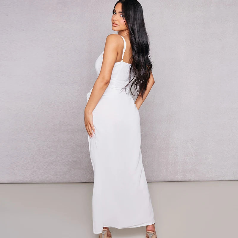 Ember Maxi Dress - White / Pink