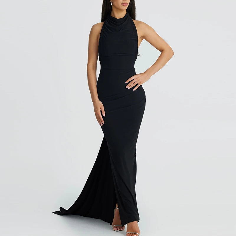 Oceanic Opulence Maxi Dress - Black / Gray / Khaki