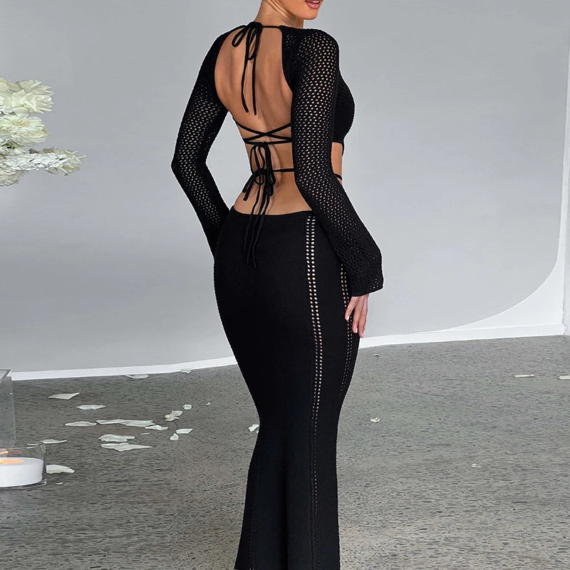 Serene Siren Maxi Dress - Black / Khaki