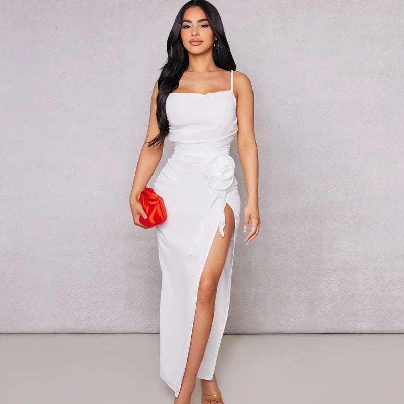 Ember Maxi Dress - White / Pink