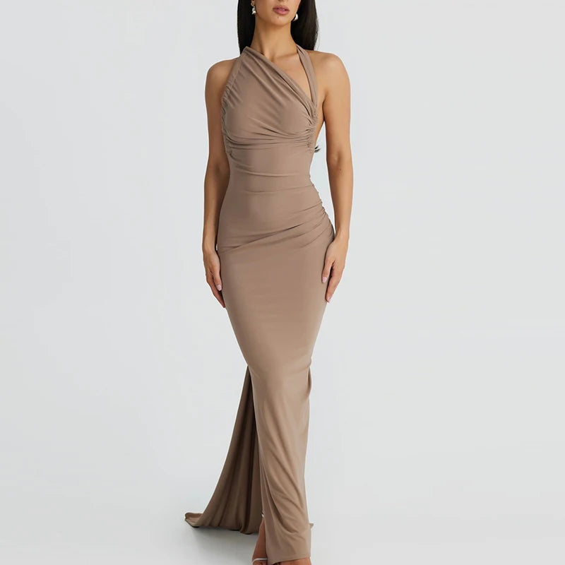 Oceanic Opulence Maxi Dress - Black / Gray / Khaki