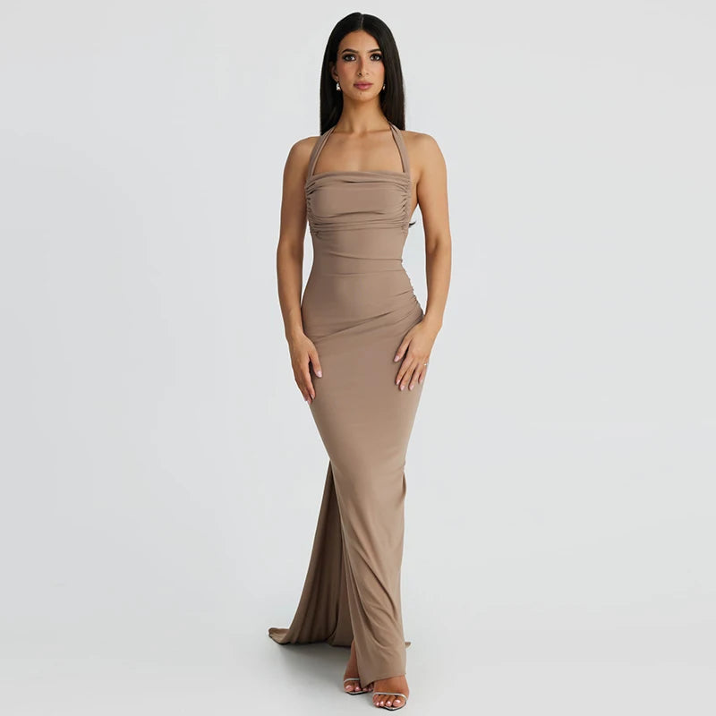 Oceanic Opulence Maxi Dress - Black / Gray / Khaki