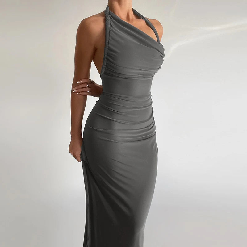 Oceanic Opulence Maxi Dress - Black / Gray / Khaki