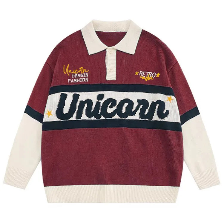 Unicorn Long Sleeve Sweater - Knitted Polo