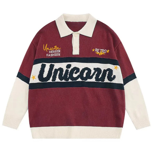 Unicorn Long Sleeve Sweater - Knitted Polo