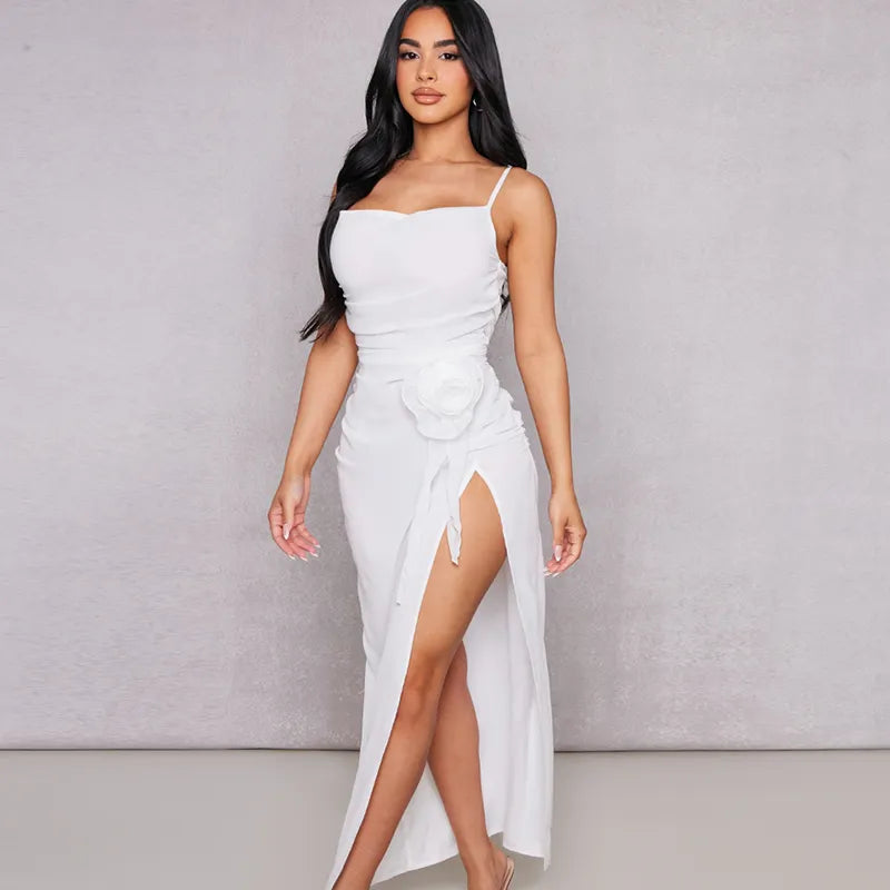 Ember Maxi Dress - White / Pink