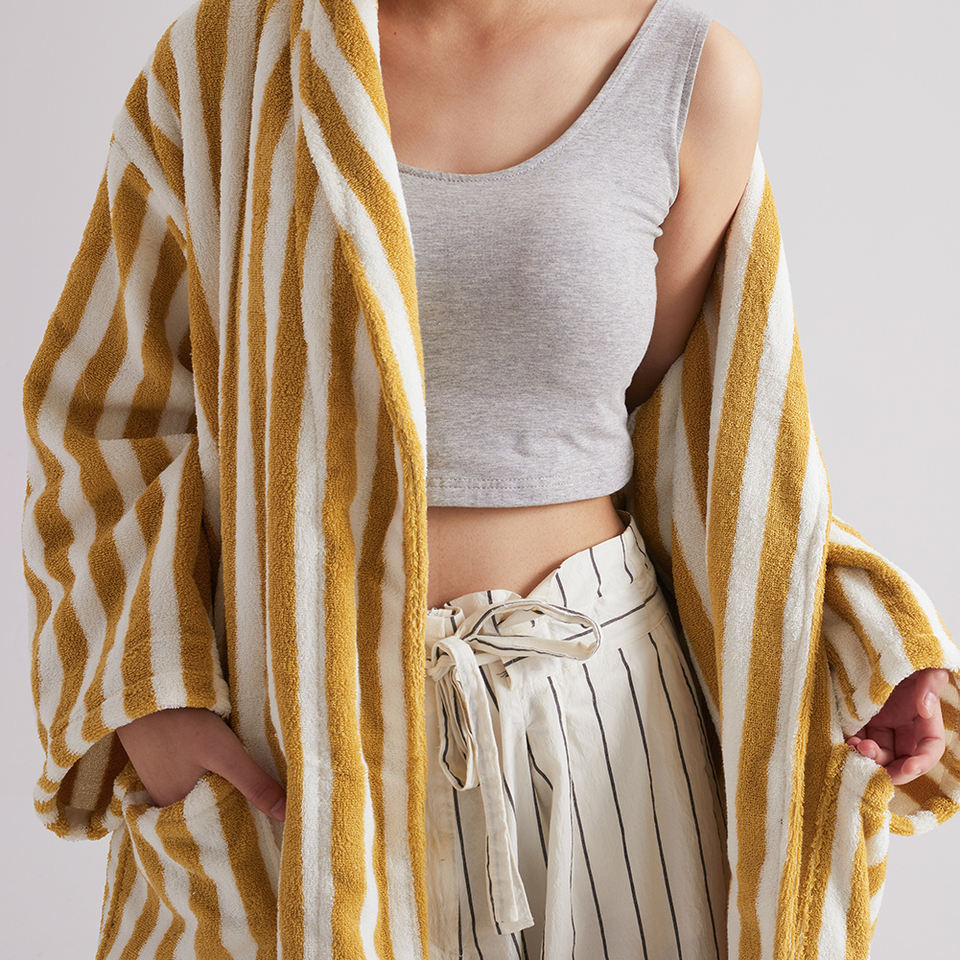 The SnoozeStyle Pinstripe Pajama - Bathrobe