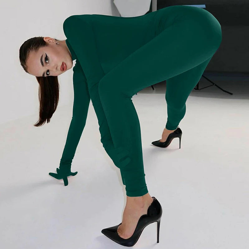 Glam Leap Jumpsuit - Black / White / Green